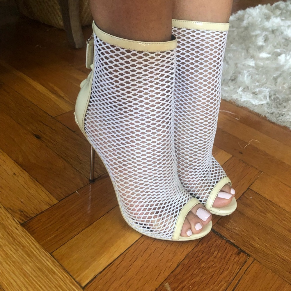 Brian Atwood Mesh Peep Toe Booties